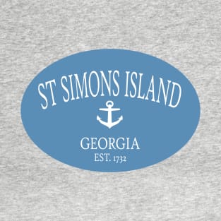 St Simons Island Georgia Sea Islands Anchor Coastal Blue T-Shirt